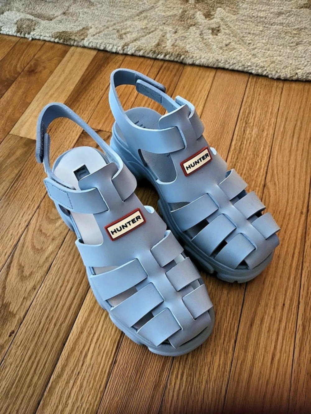 Hunter Belah Lug Sole Fisherman Sandal Blue Sandals. Sz 8